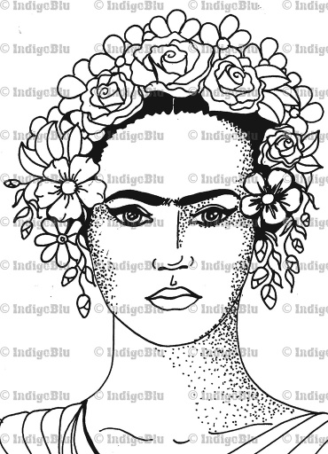 Frida Kahlo hand drawn - Digi